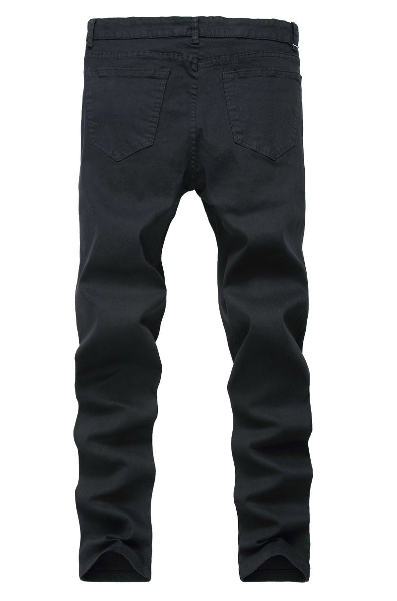 FREDD MARSHALL Men's Black Skinny Slim Fit Stretch Straight Leg Fashion Jeans Pants, 29W - Image 2